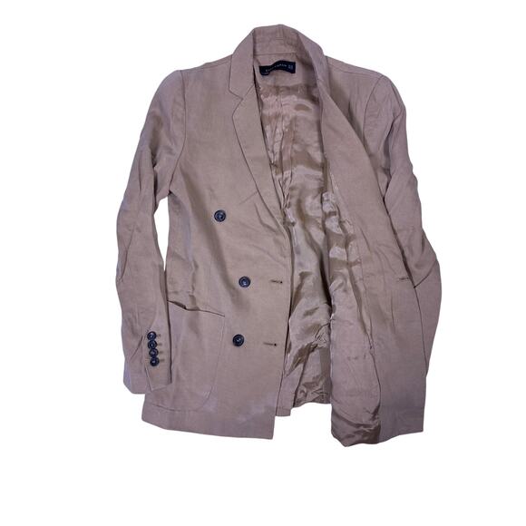 Zara Woman Beige Khaki Peacoat Trench Blazer XS Double Pocket Business Casual - Picture 2 of 5